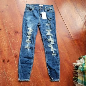 Cello mid rise distressed skinny jeans